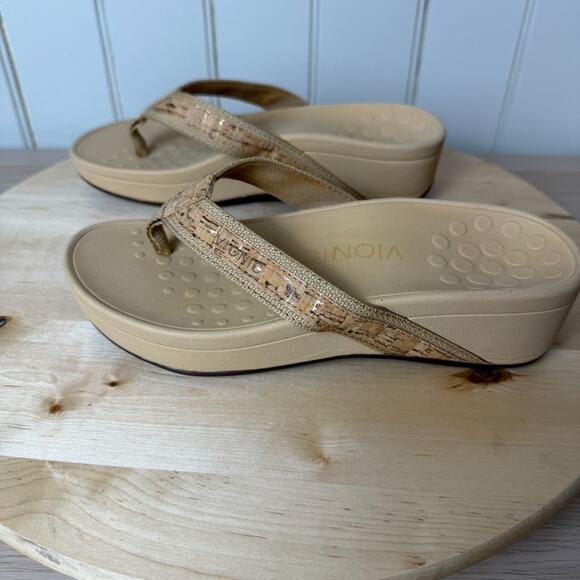 VIONIC Womens Pacific Hightide Platform Sandal Gold Cork Size 5 TVW4895 Comfort - Picture 8 of 14